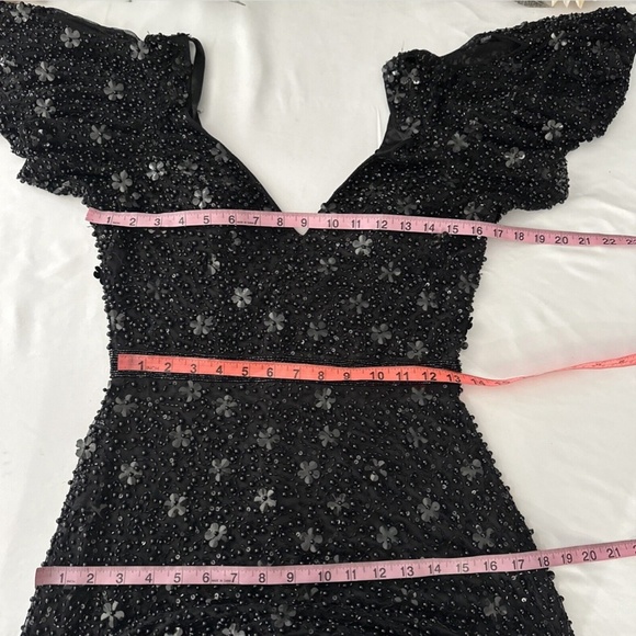 NEW $498 Mac Duggal [ 8 ]‎ Cold Shoulder Sequin Sheath Dress in Black - Picture 3 of 15